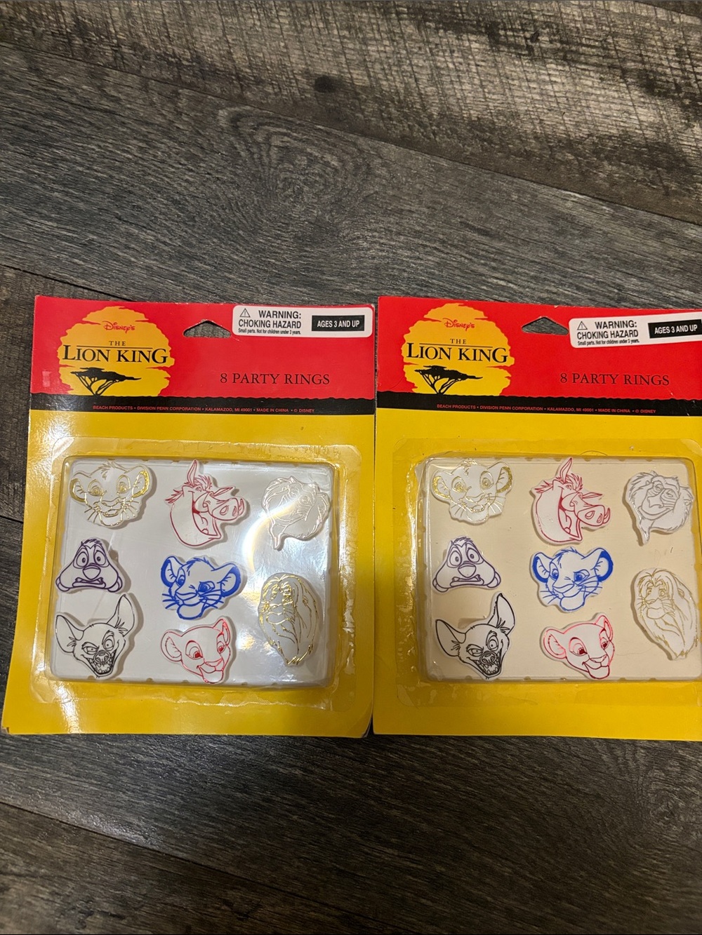 Disney The Lion King Kids Party Rings 2 packs of 8. 16 rings total